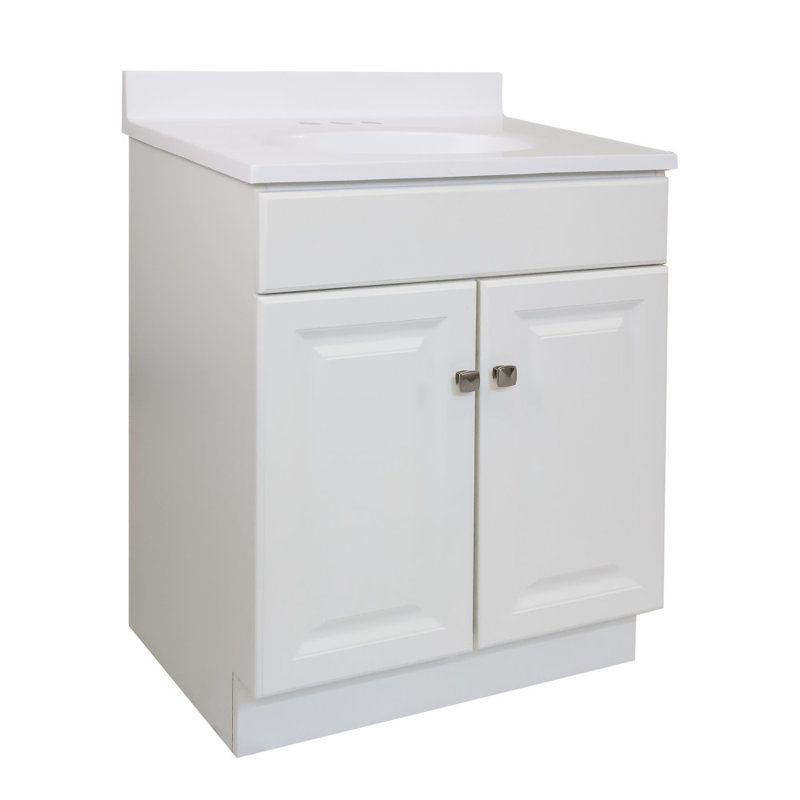 Wyndham 25 Inch Bathroom Vanity with Top, Ready to Assemble, Solid White