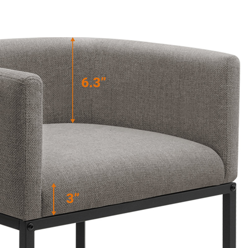 Upholstered Counter Stool with Metal Frame, Gray