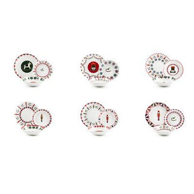 Nutcracker 18 Pieces Dinnerware Set, Service For 6