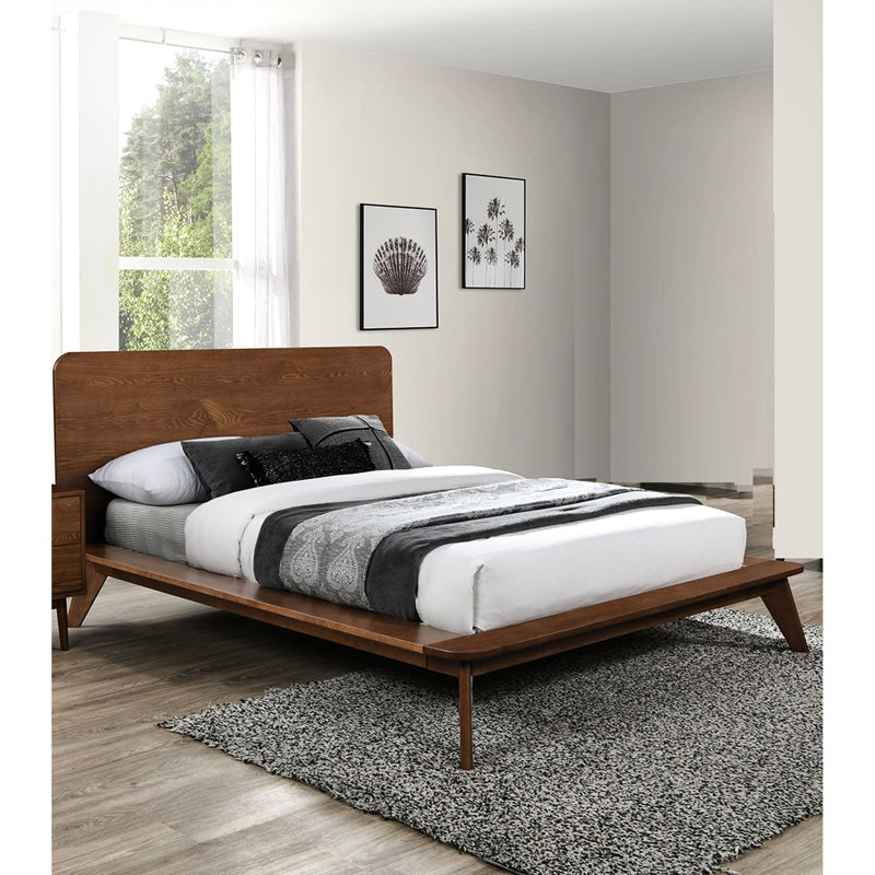 Lit en noyer massif de style Mid-Century moderne Eastern King, Très grand lit