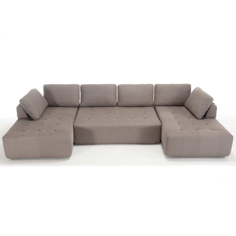 Canapé modulaire réversible de 138,5 po Luxcien, Mélange de polyester gris