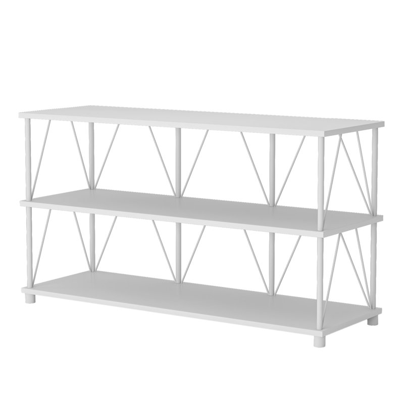 Meuble télé avec tablettes de rangement, Blanc