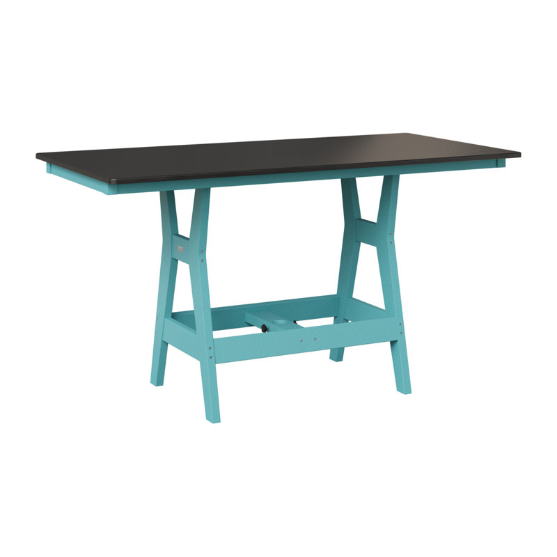 Table de bar rectangulaire 66 po Berlin Gardens Harbor, Bleu Aruba, Noir martelé, H 38,87 po x l 66 po x P 33 po
