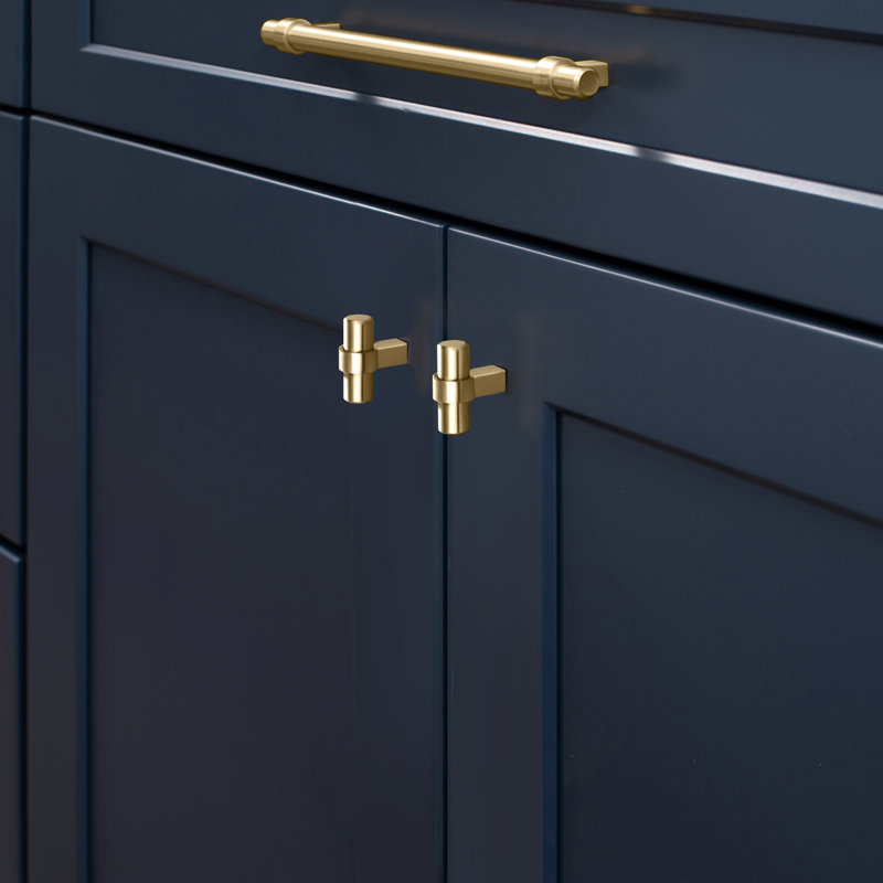 Emery Satin Gold Steel Cylindrical Cabinet Knob Set