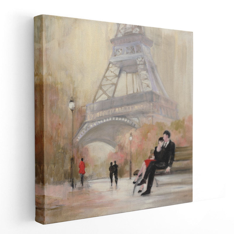 Romantiques Paris I rouge, reproduction d'art sur toile, H 40 po x l 40 po