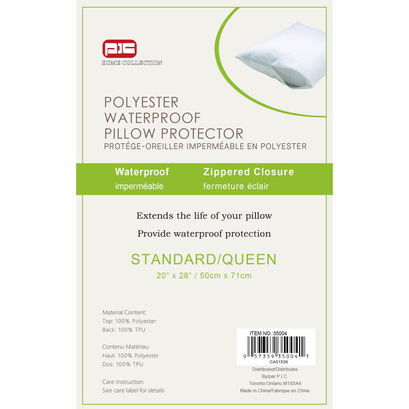 Protège-oreiller en polyester avec fermeture à glissière