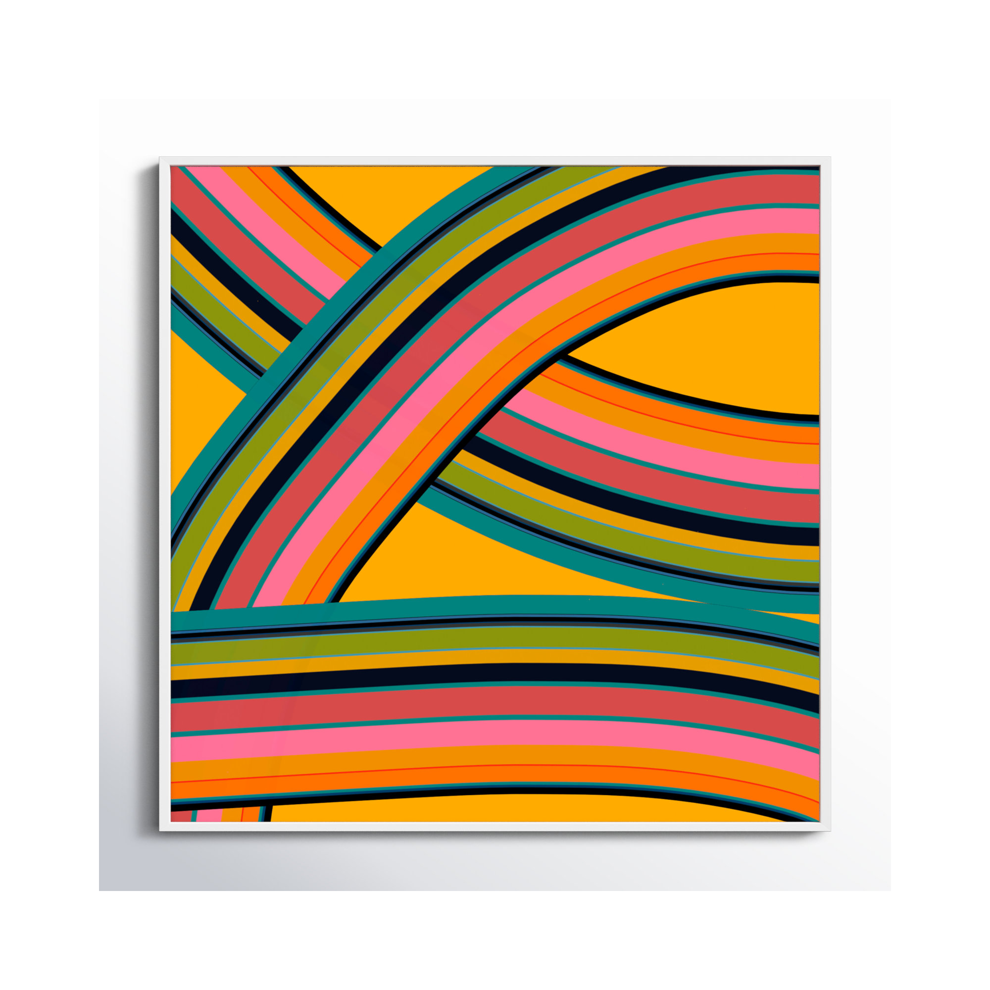 Twist Series I Fiesta Twist by Jacques Pilon - Picture Frame Graphic Art, White, 30" H x 30" W x 1.25" D
