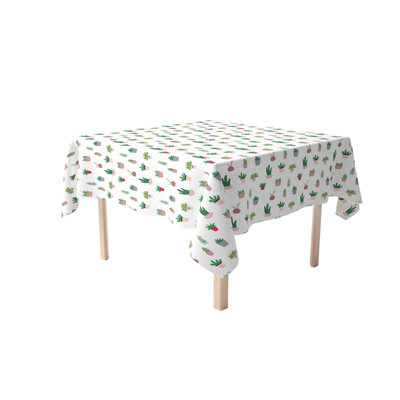 Square Tablecloth, 100% Cotton, 52X52", Cartoon Succulents