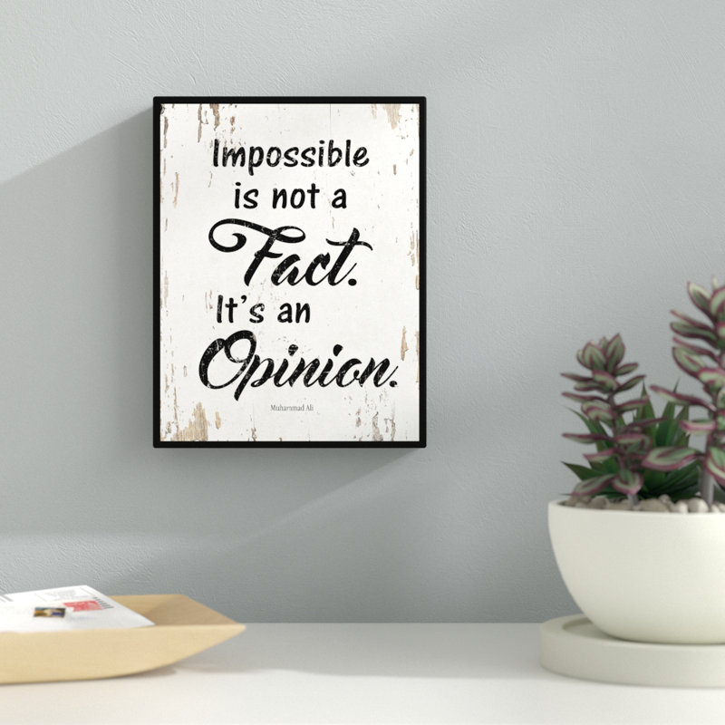 «Impossible Is Not A Fact It», reproduction d'art textuel sur toile, H 17 po x l 13 po x P 1,2 po