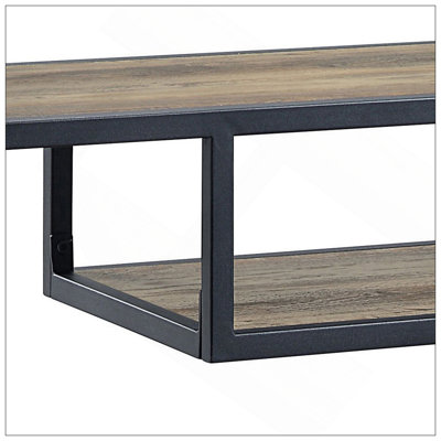Rustic Oak And Black Console Table With 2 Shelves