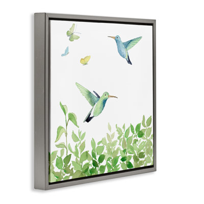 "Spring Hummingbirds Scene", art mural encadré par Lanie Loreth