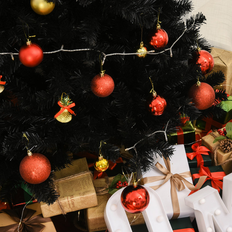 11,8 po Ensemble d'arbre de Noël haut noir - 1346 pointes, rangement pliable 7 pi, support