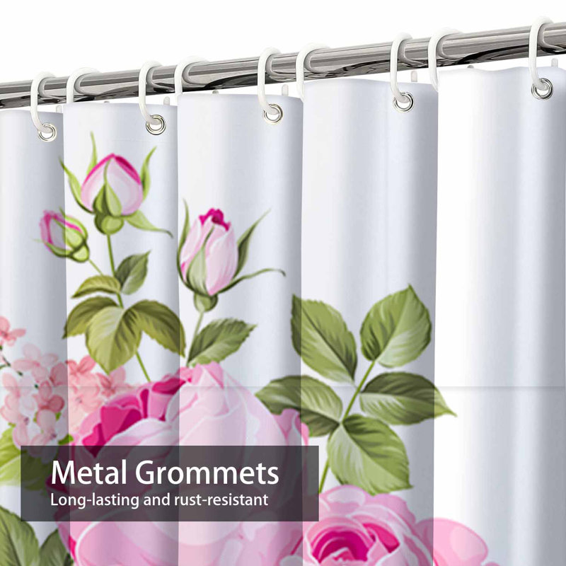 Rideau de douche imperméable avec 12 crochets RoseElegance, L 72 po x l 72 po