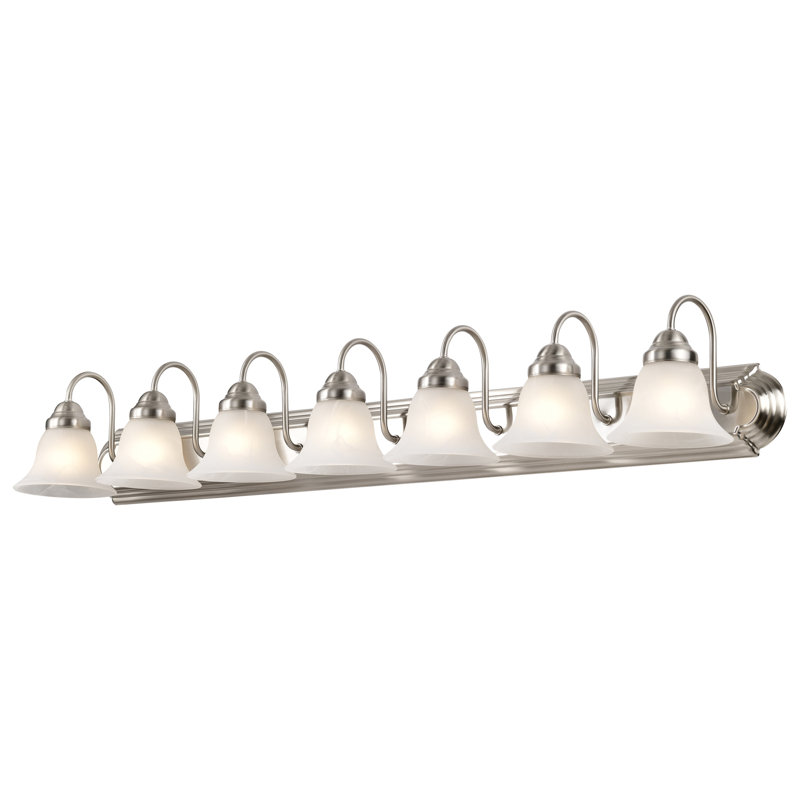 Éclairage de salle de bain à intensité variable 7 lumières Turcotte, 100 W (non incluse), Albâtre, Nickel brossé