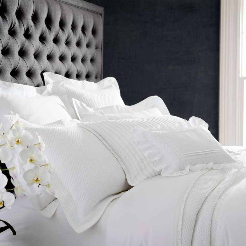 Petite Trellis Matelasse Coverlet, Queen Coverlet, White