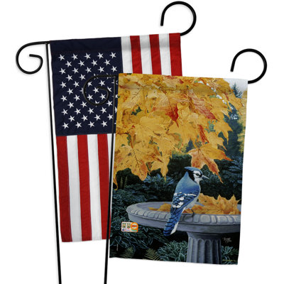 Bain d’oiseaux 2 côtés en polyester 19 po d’automne drapeau de jardin