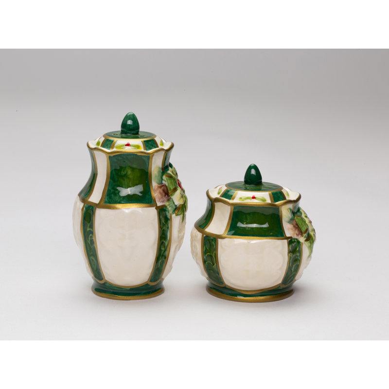 Cosmos Gifts Emerald Holiday 2-Piece Salt and Pepper Set