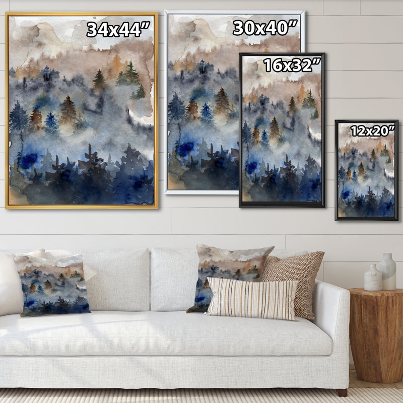 Paysage de forêt, art liquide - œuvre d'art sur toile traditionnelle, H 24 po x l 36 po x P 1 po
