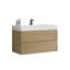 Meuble-lavabo mural 36 po en chêne avec lavabo noir, grand meuble-lavabo flottant mural pour salle de bain moderne, lavabo une pièce noir sans drain, pré-assemblé-1013597580-1013597582