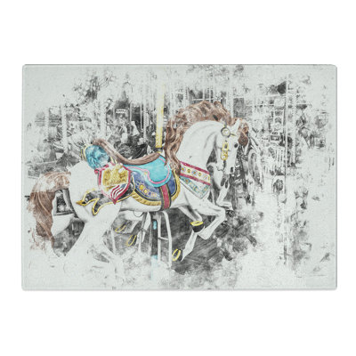 Tempered Glass Carousel Horse Chopping Board