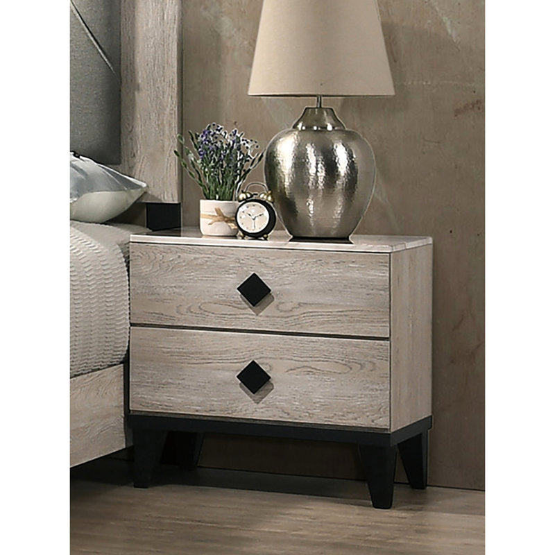 Table de chevet avec 2 tiroirs et crème pratique