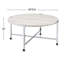Table basse avec plateau rond blanc pur et structure en métal chromé, conception ouverte de 36 pouces