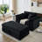 47.24" Corduroy Upholstered Sofa With Storage Ottoman-976076562