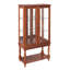 Armoire à tablettes à 3 niveaux: pieds en bois massif, fabrication, tablettes en verre trempé, vitrine en noyer à miroir, portes réglables, quincaillerie magnétique