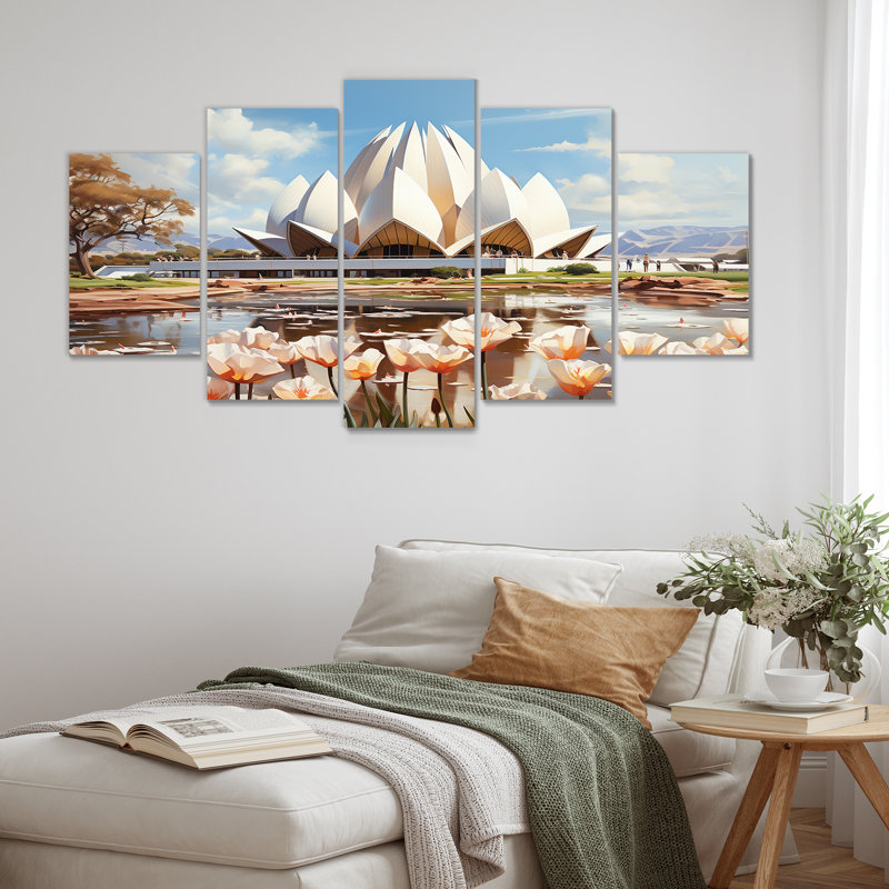Indian Art Lotus Temple - Indian Art Multipanel Wall Art Decor, ensemble