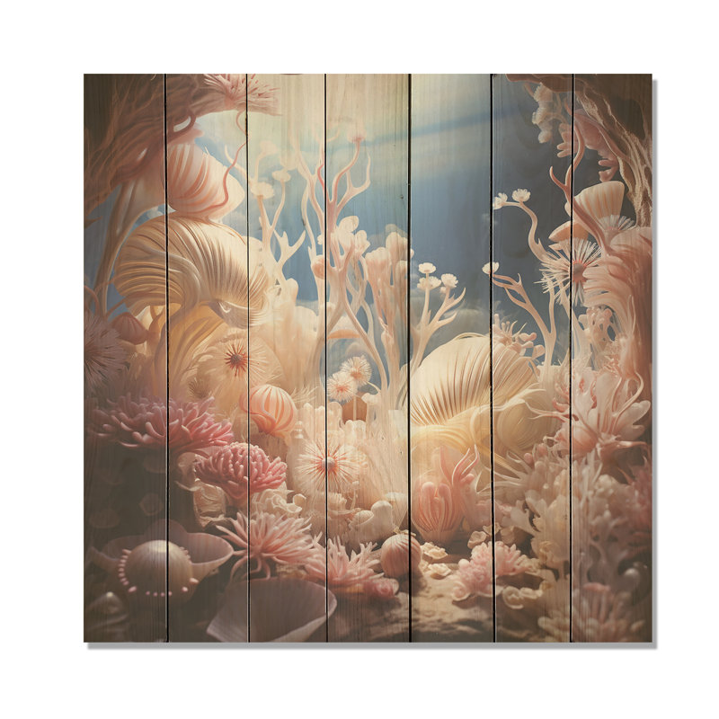 Sous-marin surréaliste Coral Dreams III - corail sur bois, H 30 po x l 30 po
