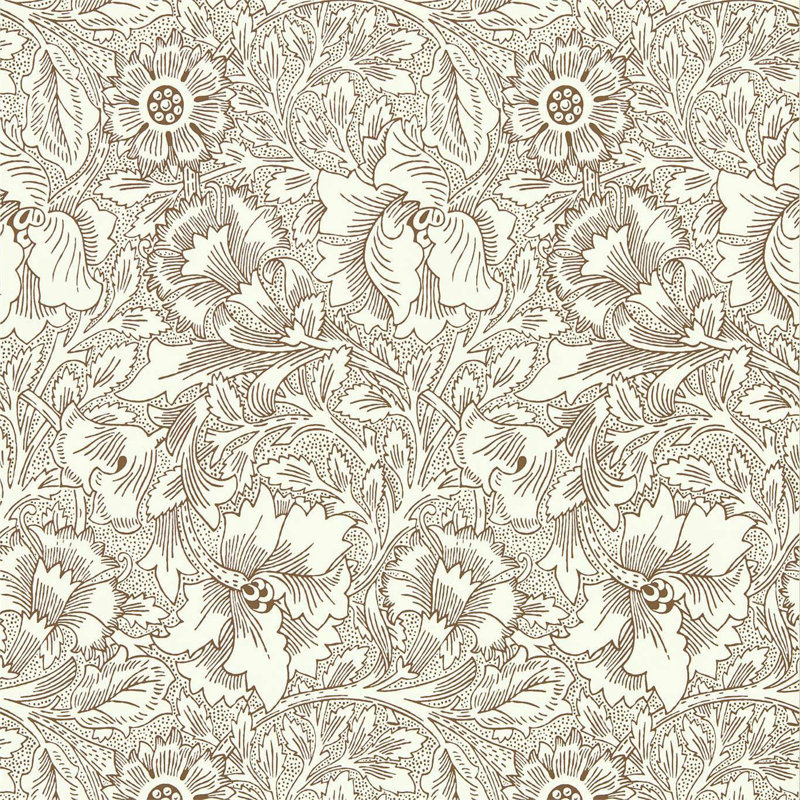 Poppy Wallpaper, Cream/Chocolate