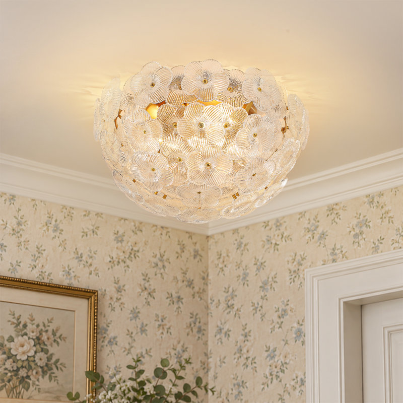 Plafonnier encastré en verre 3 lumières