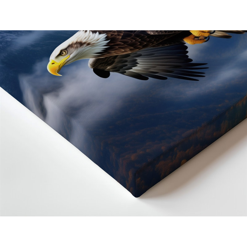 Toile, "Un majestueux aigle s'envole gracieusement sur fond d'art imposant", H 11 po x l 14 po