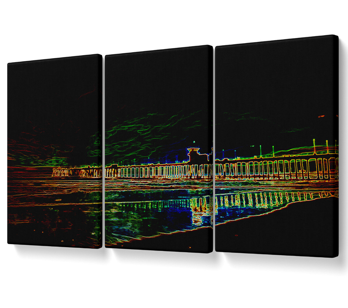Ebern Designs Night Pier - 3 Piece Wrapped Canvas Graphic Art | Wayfair ...