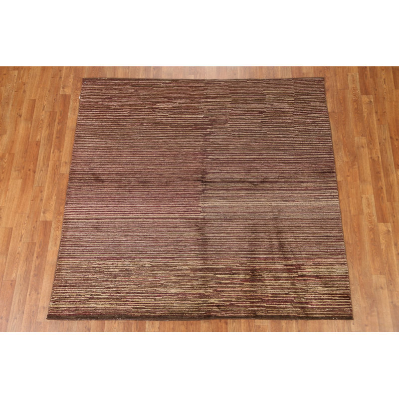One-of-a-Kind 6'0" x 6'0" New Age Square Wool Area Rug in Beige and Brown