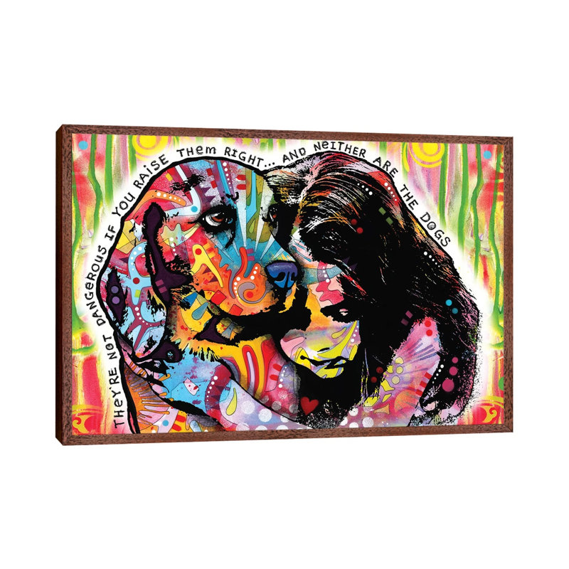 They're Not Dangerous by Dean Russo - Painting on Canvas, 66.04cm H x 101.6cm W x 3.81cm D, Classic Brown Wood Framed