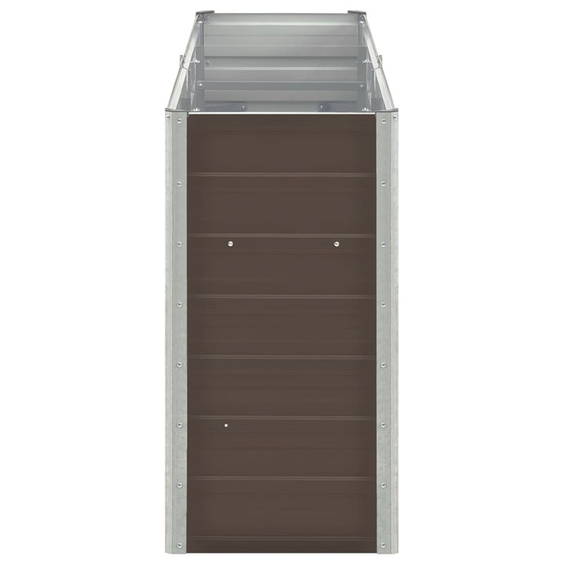 Raised garden bed in galvanized steel, Brown, 77cm H x 240cm W x 40cm D