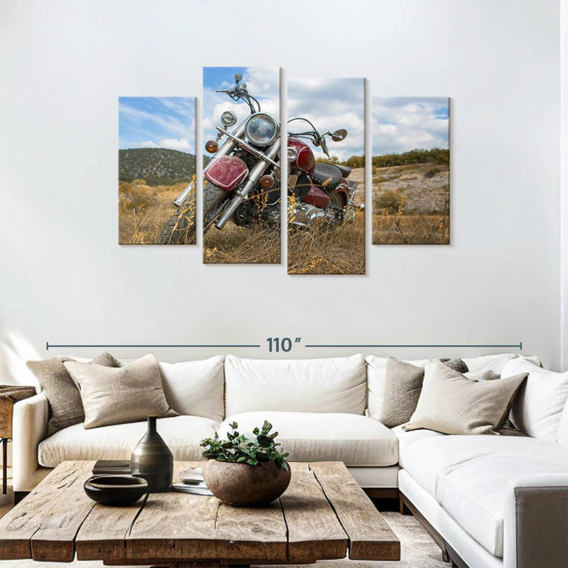 Mehar Parked Classic Motorcycle, 48" H x 75" W
