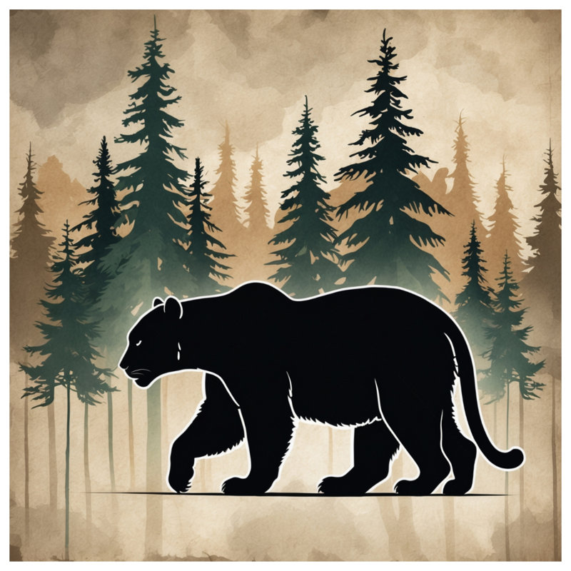 Bear In Forest Silhouette Double Sided Throw Pillows, 26 x 26 inches