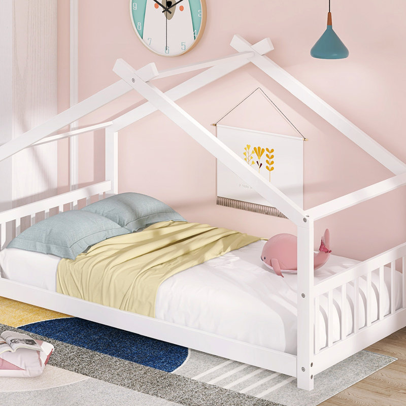 Lit simple en bois, blanc, Simple, Blanc