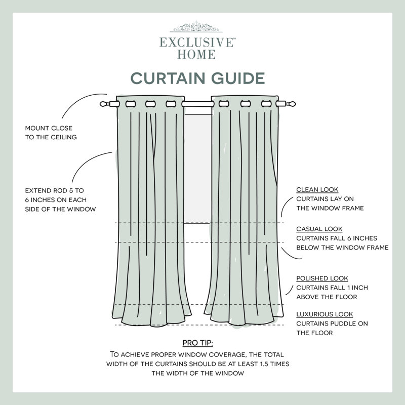 Panneaux de rideaux semi-transparents rayés avec œillets Agim, Écume de mer, l 54 po x L 96 po