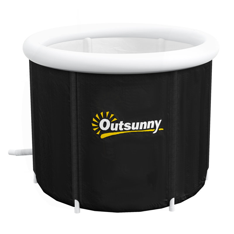 Outsunny Ice Bath Tub, 79 Gallon Outdoor Portable Cold Plunge Tub With Thermo Lid, Cover And Carry Bag For Athletes Recovery And Cold Water Therapy, Black