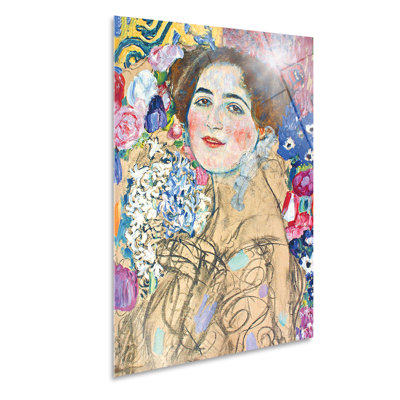 Close-up of Ria Munk III by Gustav Klimt - Unframed Painting on Glass