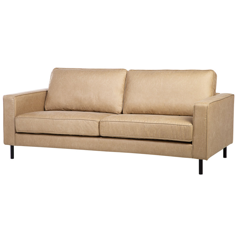 Desdemona 3 Seater Faux Leather Sofa, Beige