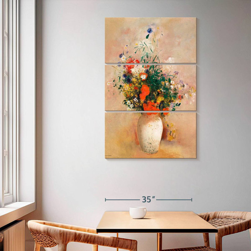 Vase Of Flowers Pink Background 1906, 65" H x 42" W