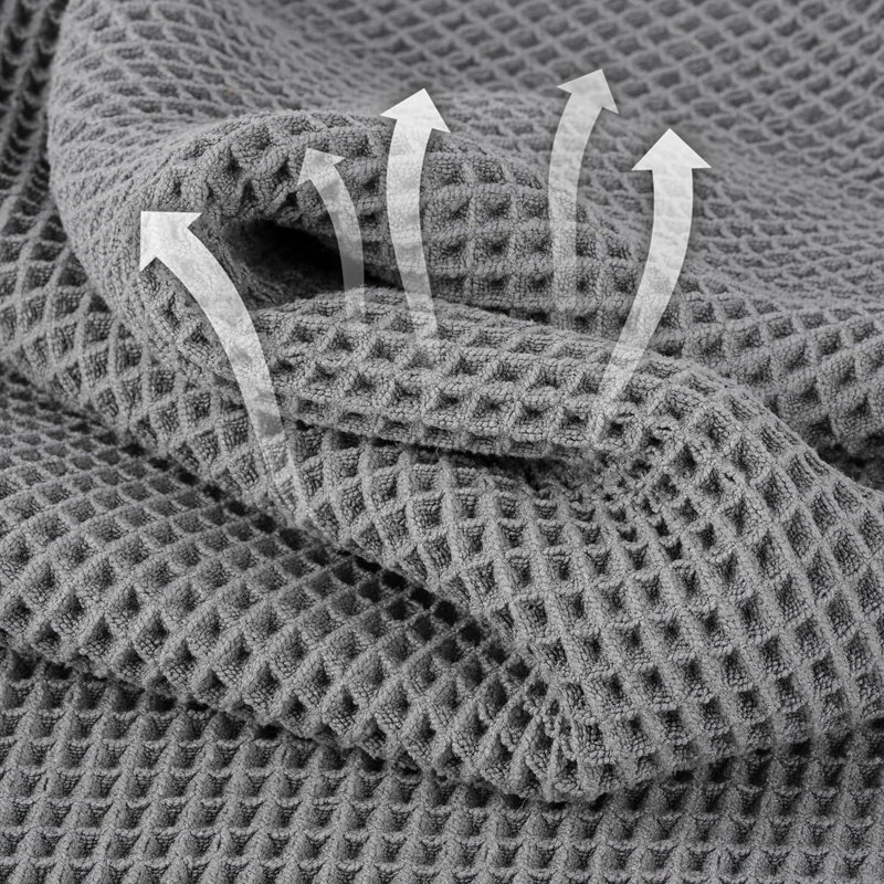Waffle Bath Towels, 4 Pieces, Soft, Absorbent, Fast Drying, Lint Free (Gray)