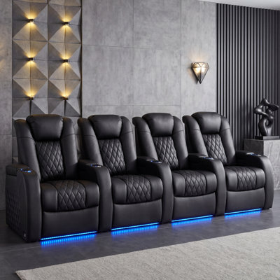 Leather Home Theater Seating with Cup Holder