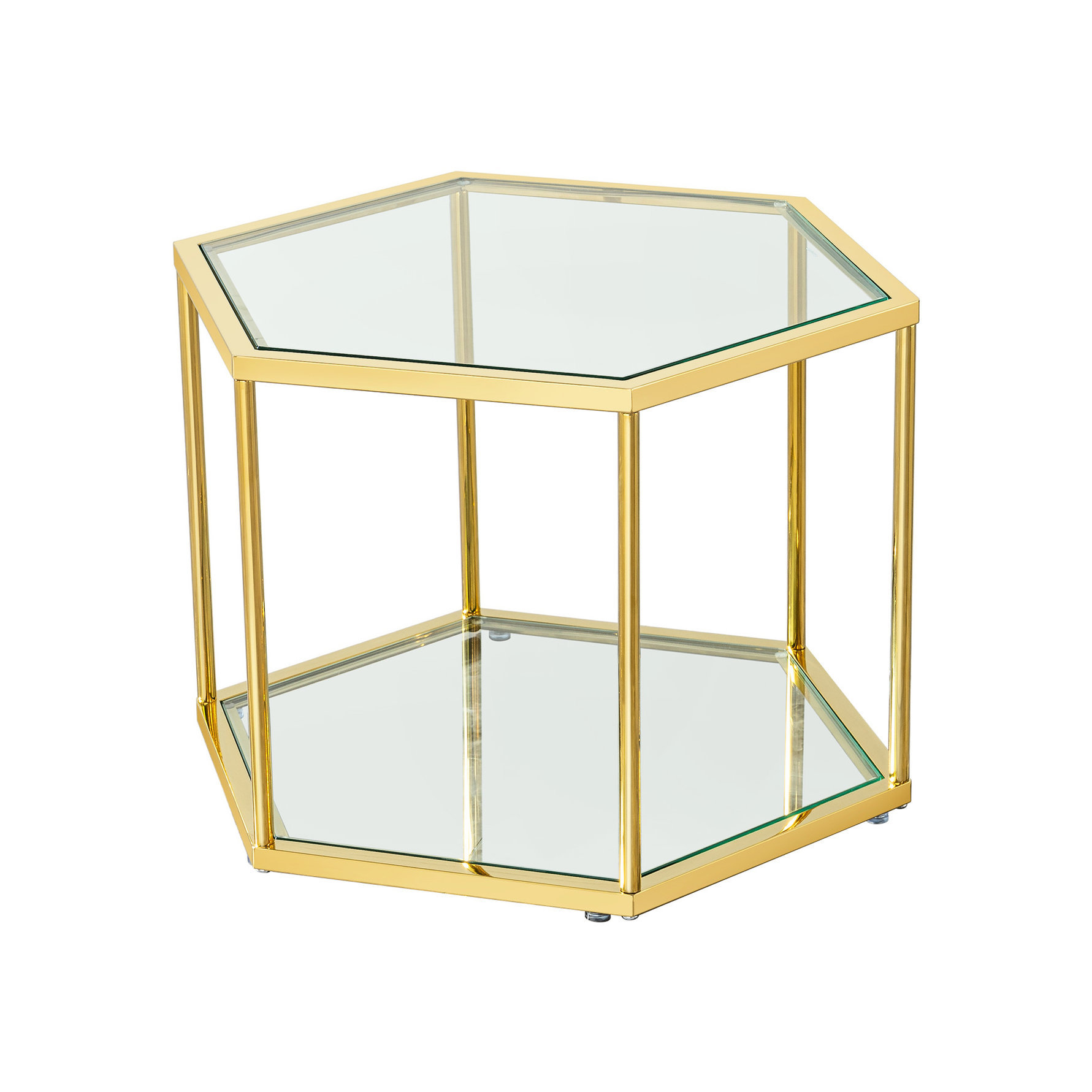 Everly Quinn Gold Stainless Steel Table For Living Space, Double-layer ...