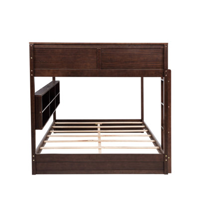 Solid Pine Wood Bunk Bed with Built-in Storage, Charging Station, Ladder, and Safety Guardrails for Modern Bedrooms
