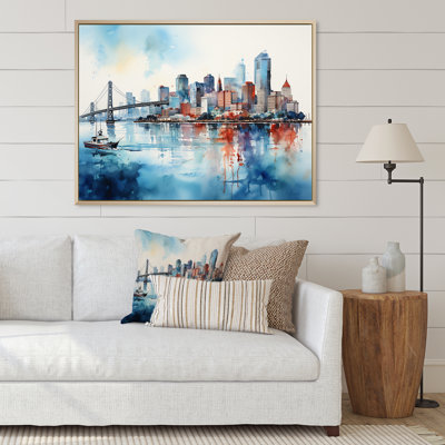 " Golden Gate San Francisco Cityview Watercolor "